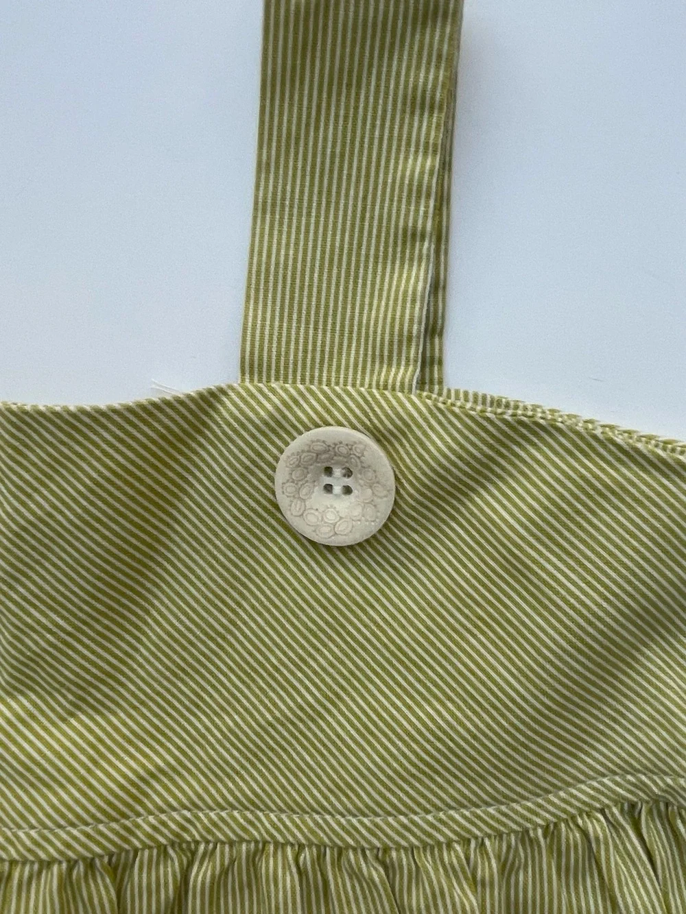 Persnickety 3T Girls Green Dress With Button Straps — Boutique